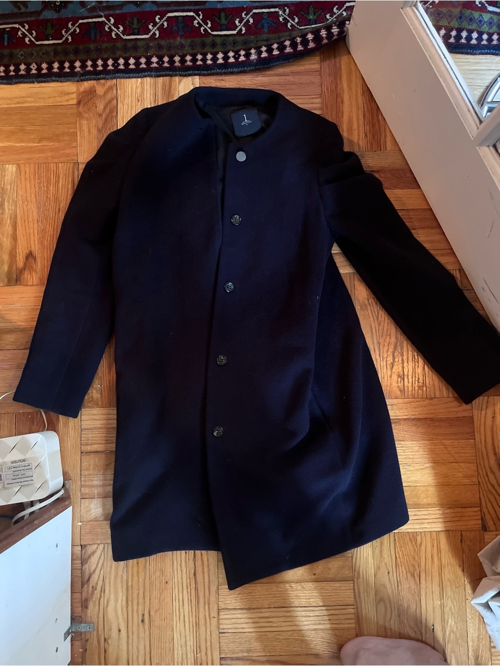 Women’s Navy Wool Pea Coat - Classic Button Front